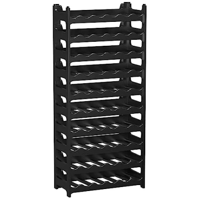 Abbildung von ARTECSIS Weinregal stapelbar Kunststoff für 60 Flaschen, stabiles Flaschenregal in Gastronomie Qualität, modular erweiterbar, Schwarz