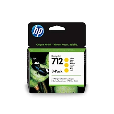 Abbildung von HP 712 3er Pack Gelb 29 ml Original Druckerpatrone (3ED79A) mit originaler Tinte, für DesignJet T650, T630, T250, T230 &amp; Großformatdrucker der Studio Serie sowie den 713 Druckkopf