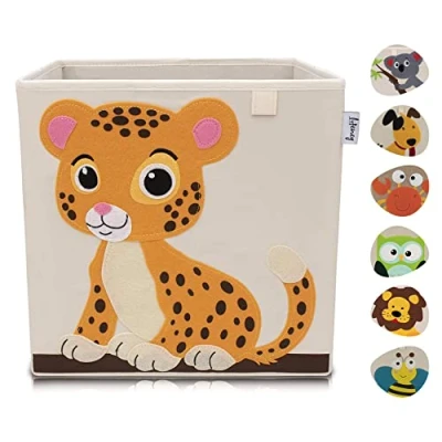 Abbildung von LIFENEY Aufbewahrungsbox Kinder mit Tiger Motiv I Spielzeugbox Tiermotiv passend für Würfelregale Ordnungsbox das Kinderzimmer Aufbewahrungskorb