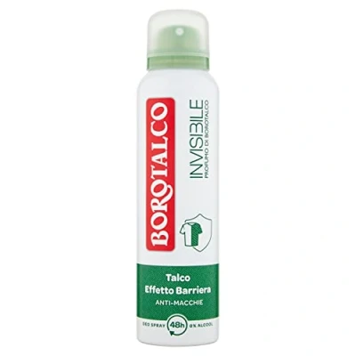 Abbildung von Borotalco, Unsichtbares grünes Lufterfrischer Spray, alkoholfreie Formel mit Talkum Barriere Effekt, fangen und nicht übertragen, 48 Stunden Wirksamkeit, Duft, 1 Flasche à 150 ml
