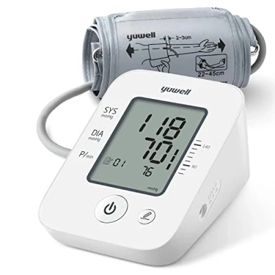 Abbildung von yuwell Oberarm Blutdruckmessgerät große Manschette für 22 45 cm Oberarm, Digitaler zur Genauen Blutdruck und Pulsmessung mit Speicherfunktion Arrhythmie Erkennung