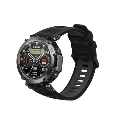 Abbildung von kwmobile Ersatzarmband kompatibel mit Amazfit T Rex 3 Armband Fitnesstracker Band aus Silikon in Schwarz Grau