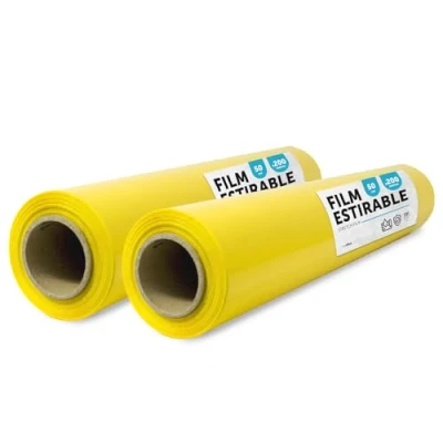 Abbildung von gelbe Folie zum Verpacken, Kunststoffabdeckung, für Umzugskisten, Schutz von Möbeln und Sendungen, Maße 50 cm x 200 m dehnbar · office (Gelb, 2 Stück)