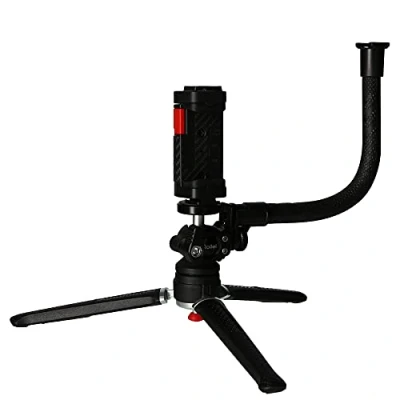 Abbildung von Rollei Comfort Vlogging Set, Mini Stativ mit Smartphone Halterung, Kugelkopf und Zubehör Arm. Ideal für das Videofilmen dem Handy 22822