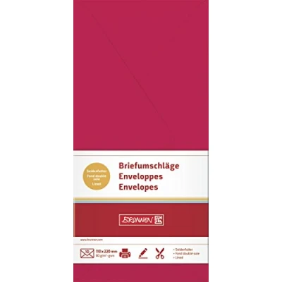 Abbildung von 5 x Brunnen Briefumschläge DINlang Seidenfutter 80g/qm mittelrot VE=10