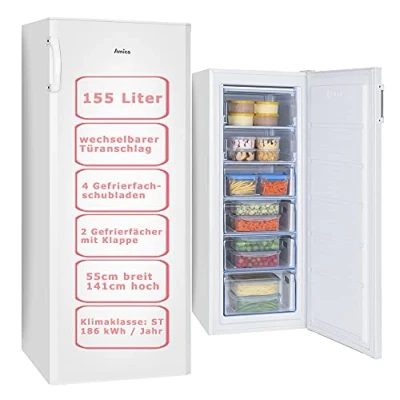 Abbildung von Amica Gefrierschrank GS 324 100 W, 141 cm hoch, 55 breit