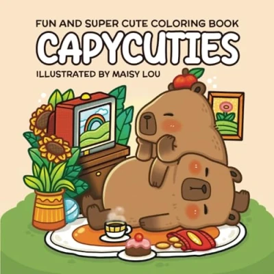 Abbildung von Capycuties: An Adorable Coloring Book for Kids and Adults, Simple, Cute Capybaras Stress Relief Relaxation