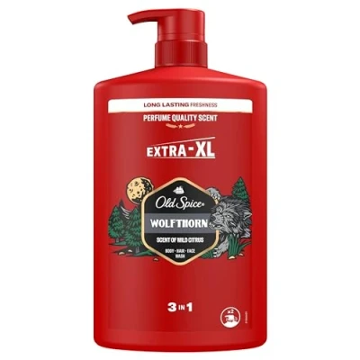 Abbildung von Old Spice Wolfthorn 3 in 1 Duschgel &amp; Shampoo für Männer, 1L, langanhaltender, frischer Duft Parfümqualität Haare Gesicht Körper