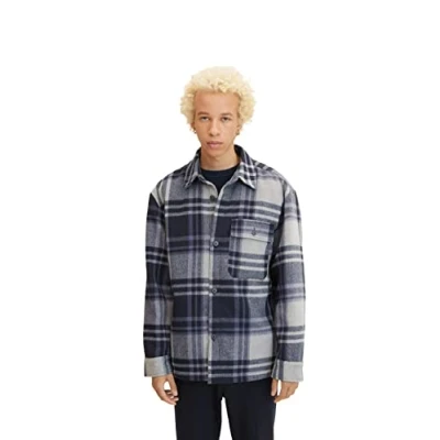 Abbildung von TOM Tailor Denim Shirt Jacket Leichte Jacke blue/cream, Herren, Größe: Large, Blue/cream