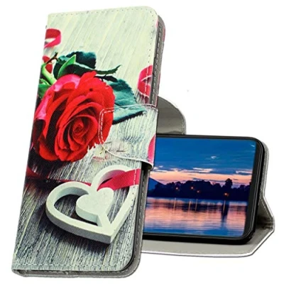 Abbildung von MRSTER Handyhülle für Samsung Galaxy A51 Hülle Leder Flip Schutzhülle Tasche Case mit Kartenfach Standfunktion Magnetverschluss A51. XC1 Red Rose