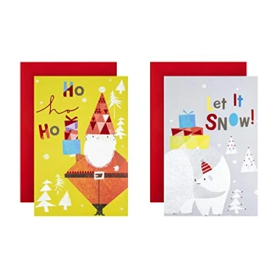 Abbildung von Hallmark Weihnachtskarten für Wohltätigkeitsorganisationen 12 Karten in 2 niedlichen modernen Designs
