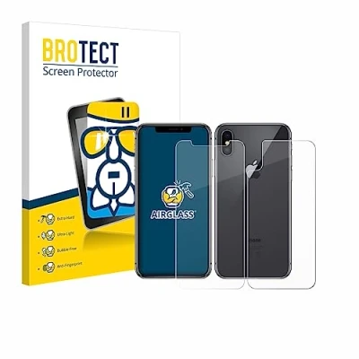 Abbildung von BROTECT Schutzglas für Apple iPhone X/Xs (Vorder + Rückseite) Schutzfolie Panzer Folie Glas [Extrem Kratzfest 9H, Anti Fingerprint,