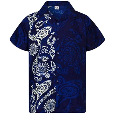 Abbildung von King Kameha Funky Hawaii Hemd, Herren, Kurzarm, Maori Wedding, Blau, M