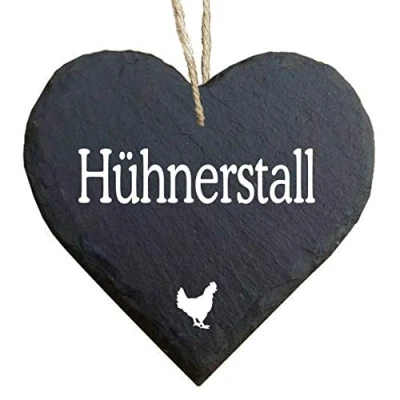 Abbildung von Homeyourself Herz Schieferherz Schiefer Schieferschild 10 x cm Hühnerstall schwarz Dekoschild Wandschild Schild Stein Geschenk