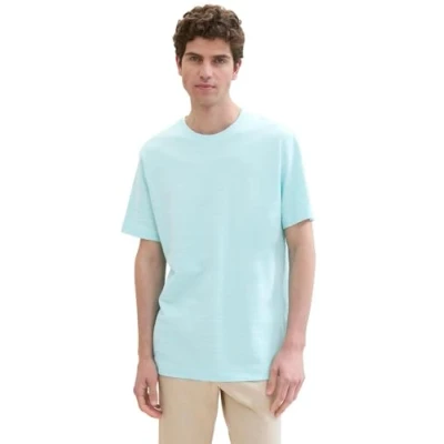 Abbildung von TOM TAILOR Herren Basic T Shirt mit Struktur, caribbean turquoise, L