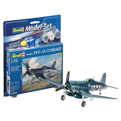 Abbildung von Revell Revell_63983 Modellbausatz Flugzeug 1:72 Vought F4U 1D CORSAIR im Maßstab 1:72, Level 3, originalgetreue Nachbildung mit vielen Details, , Model Set Basiszubehör, 63983
