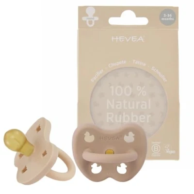Abbildung von HEVEA Naturkautschuk Schnuller RUND Form, 3 36 Monate Hygienisches Einteiliges Design für Neugeborene bis Kleinkinder, BPA frei, Weich &amp; Langlebig Zweierpack (Sand Warme Beige)