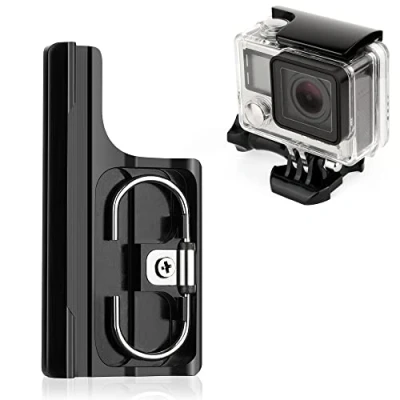 Abbildung von SOONSUN Aluminium riegel hinten Schnappverschluss Schnalle für GoPro Hero 4 3+ Hero4 Kamera Standard wasserdichtes Skelettgehäuse (schwarz)