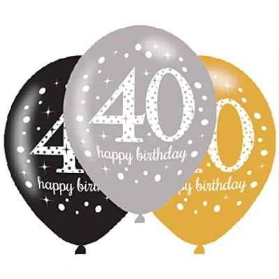 Abbildung von Luftballons 40 Jahre funkelnde Geburtstag 6 Stück