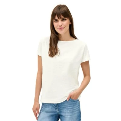 Abbildung von CECIL Damen 3226755 Struktushirt in Unifarbe, Vanilla White, XL
