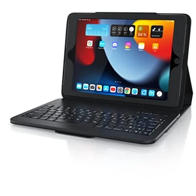 Abbildung von CSL Bluetooth Tastatur inkl. gummiertem Kunststoffcase Schutzhülle Magnetische Befestigung QWERTZ Layout kompatibel mit Tablet 9.7 Zoll 5th Gen.