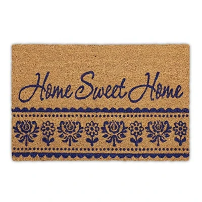 Abbildung von Relaxdays Fußmatte Home Sweet Home, Kokosfaser, Rutschfester Türvorleger, BxT: 60 x 40 cm, Schmutzfangmatte, Natur/blau
