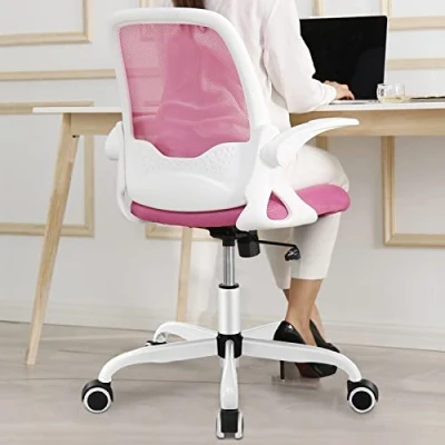 Abbildung von KERDOM Bürostuhl, Ergonomischer Schreibtischstuhl mit klappbarer Armlehnen, Mesh Computerstuhl Arbeitsstuhl Leichter Stuhl, 360 Drehstuhl 933 hellgrau
