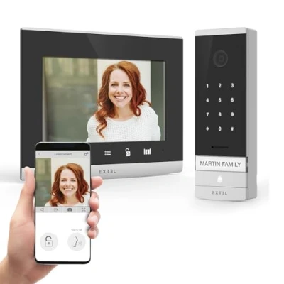 Abbildung von Avidsen Videotelefon, kabelgebunden, mit Display aus Glas, 17,8 cm (7 Zoll), verbunden Ihrem Smartphone integrierter Code Tastatur Extel Connect