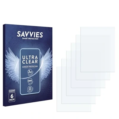 Abbildung von Savvies 6x Schutzfolie 2.4&quot; für Kameras mit 2,4 Zoll (6.1 cm) [36.98 x 49.29 mm, 4:3] Displayschutz Folie Ultra Transparent