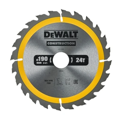 Abbildung von Dewalt Bau Kreissägeblatt für Handkreissägen (190/30TK, 24WZ, universellen Einsatz auf Handkreissägen, 1 Stück) DT1944 QZ