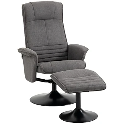 Abbildung von Relaxsessel mit Fußhocker verstellbare Rückenlehne für Schlafzimmer Schaumstoff Dunkelgrau 69 x 71