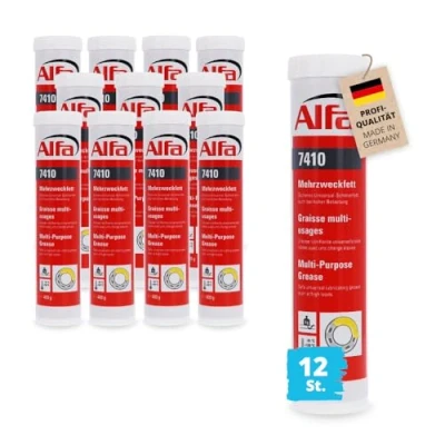 Abbildung von Alfa 12x Mehrzweckfett 400 ml Profi Qualität universell einsetzbares Lithiumfett, Schmierfett, Langzeitfett schützt Motoren vor Korrosion und Alterung, temperaturbeständig
