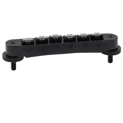 Abbildung von Musiclily Pro 10,4mm Gitarre Roller Sattel Bridge ABR 1 Tune O Matic Steg mit M4 Bolzen für Les Paul LP Style E Gitarre, Schwarz