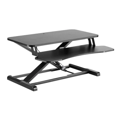 Abbildung von Wiltec Schreibtischaufsatz mit Tastaturablage 80x40cm höhenverstellbares Steh Sitz Pult für Monitore