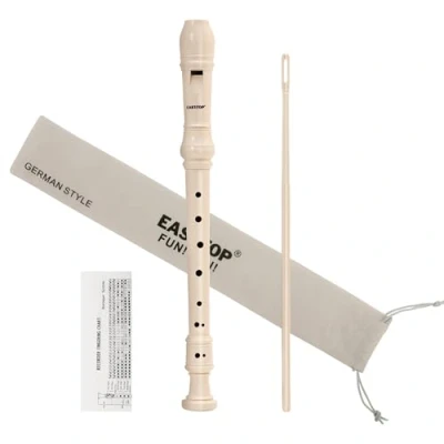 Abbildung von EAST TOP 8 Loch Kunststoff Sopranblockflöte für Kinder Anfänger, Deutsch Griffflöte Blockflöte Instrument 3 teilig mit Reinigungsset, Baumwolltasche, Grifftabelle, bunte Schachtel (Elfenbein)