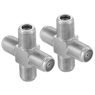 Abbildung von Poppstar 2X Sat TV Coax Verteiler Kreuz Stück (4X F Buchse) Antennen Splitter Adapter für Koaxialkabel, Antennenkabel, silbern
