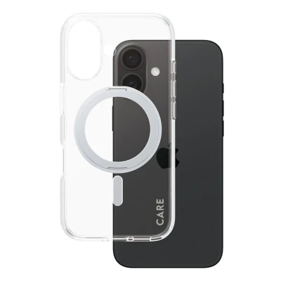 Abbildung von Apple iPhone 16 Hülle MagSafe Recycelter Kunststoff Hard Case/Backcover Handyhülle Silber Shockproof/Stoßfest mit Foto od. Logo