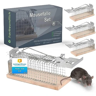 Abbildung von 18x Tierfreundlich Mausefalle aus Holz lebend Mäusefallen Lebendfalle Maus &amp; Ratte Käfigfalle mit Köderfixierung