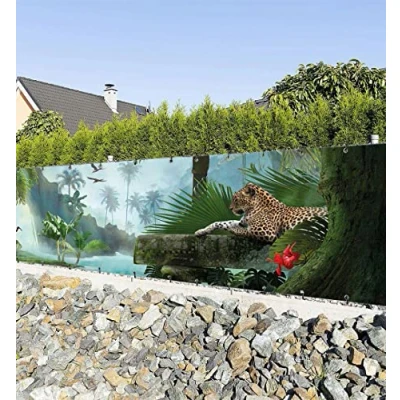 Abbildung von MyMaxxi Zaunbanner Sichtschutz Tiere im Dschungel Abdeckung für Terrasse Zaun Windschutz Sonnenschutz Blickdicht Zaunverkleidung wetterfest