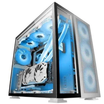 Abbildung von Mars Gaming MC NOVA, Custom XXL E ATX Tower, Luft und Raumfahrt Aluminium, Full Dual Window Tempered Glass, Chamber Construction, USB C