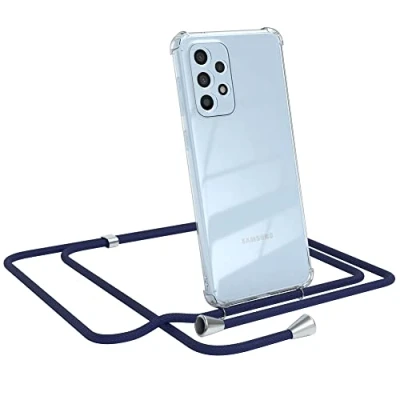 Abbildung von EAZY CASE Handykette kompatibel mit Samsung Galaxy A33 (5G) Handyhülle Umhängeband, Handykordel Schutzhülle, Silikonhülle, Hülle Band, Stylische Kette für Smartphone, Navy Blau