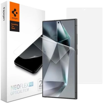 Abbildung von Spigen Neo Flex Optical HD Displayschutzfolie für Samsung Galaxy S24 Ultra (2024), hüllenfreundlich, flexibel, 2 Stück