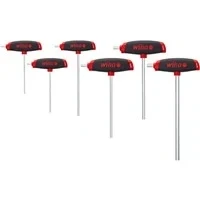 Abbildung von Wiha Stiftschlüssel Set mit Quergriff 6 tlg. I ComfortGrip Sechskant Seitenabtrieb Satz 2,5 8,0 mm Stiftschlüsselsatz T Griff (45620)