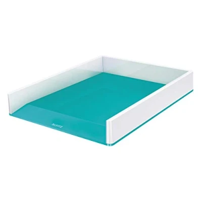 Abbildung von Leitz Briefkorb A4, 4er Pack, Zweifarbiges Design, Weiß/Eisblau, Duo Colour, WOW, 53611051