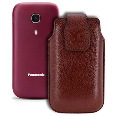 Abbildung von Suncase Original Tasche kompatibel mit Panasonic KX TU400 Hülle Leder Etui Handytasche Ledertasche Schutzhülle Case in vollnarbiges braun