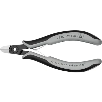 Abbildung von Knipex 79 02 125 ESD, Diagonale Zange, Chrom Vanadium Stahl, Kunststoff, Schwarz, Grau, mm, 61 g