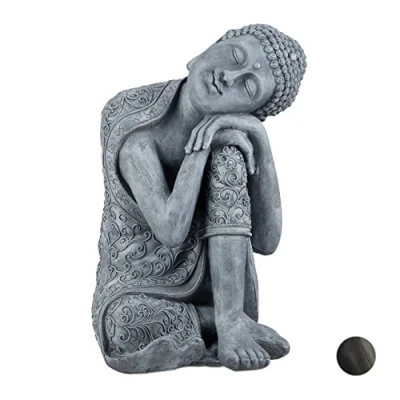 Abbildung von relaxdays Buddhafigur Buddha Figur geneigter Kopf 60 cm, hellgrau