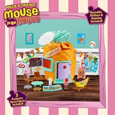 Abbildung von Millie and Friends Maus in The House CO07395 Playset Bar Säfte Pineapple Spielzeug, Sammelspielzeug, Fantasiespiel, für Kinder von 3 bis 7 Jahren