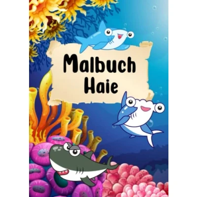 Abbildung von Malbuch Haie: Hai für Kinder ab 4 Jahren 50 Ausmalbilder mit Haien im Ozean