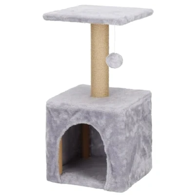 Abbildung von Springos Katzenkratzbaum Sisal 3 stöckiges Haus mit Spielzeug 62 cm UNIVERSAL